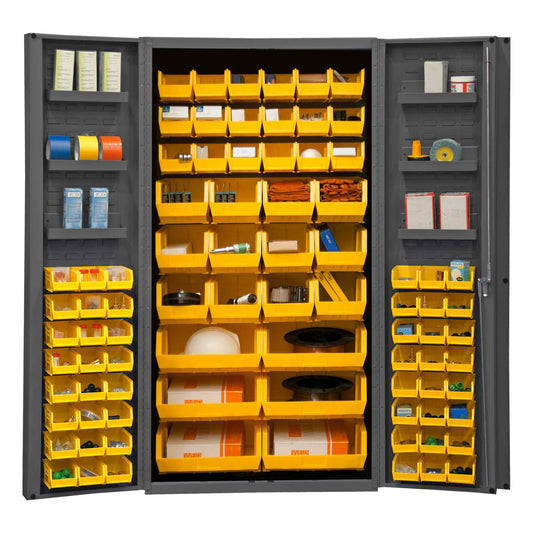 Durham DC36-78-6DS-95 CABINET, 14 GAUGE, 6 DOOR TRAYS, 78 YELLOW BINS , 36 X 24 X 72