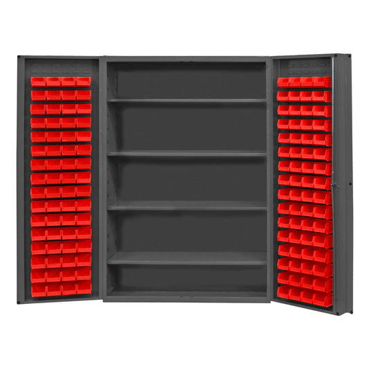 Durham DC48-128-4S-1795 CABINET, 14 GAUGE, 4 SHELVES, 128 RED BIN , 48 X 24 X 72