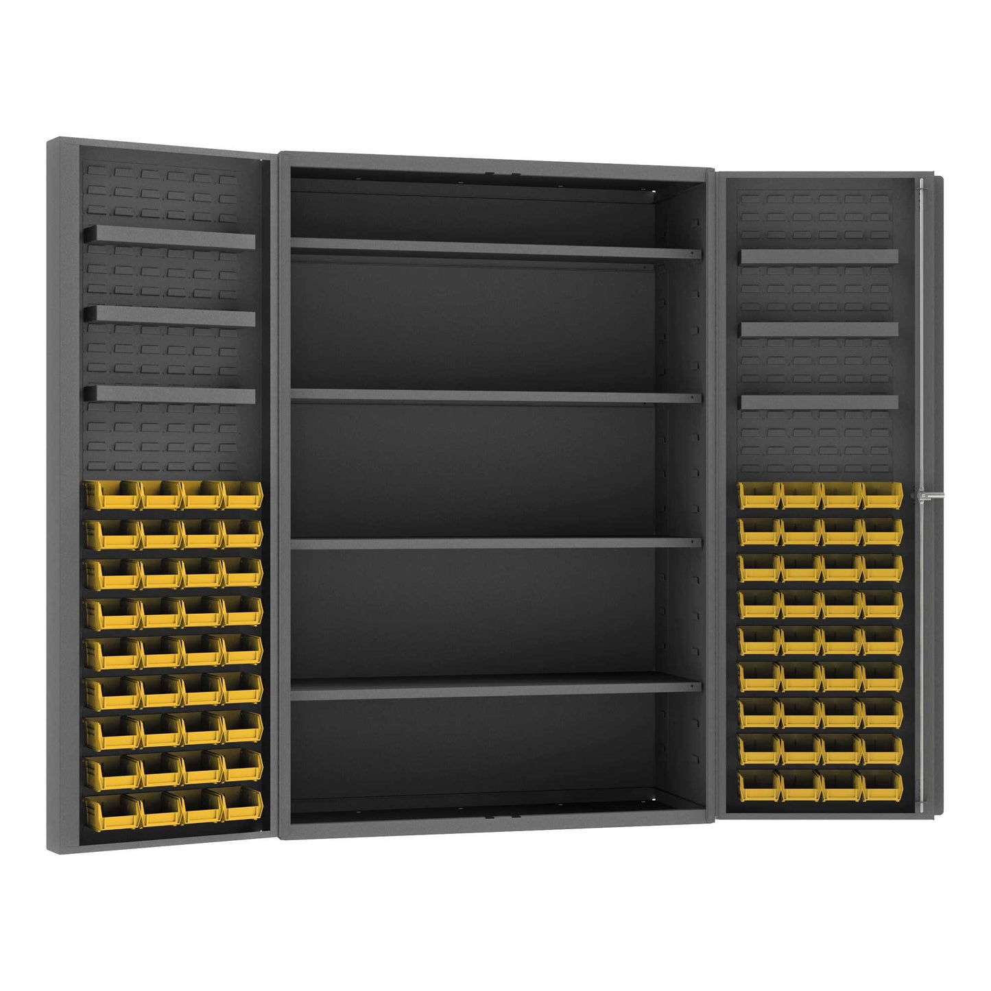 Durham DC48-724S6DS-95 CABINET, 14 GAUGE, 4 SHELVES, 6 DOOR TRAYS, 72 YELLOW BIN , 48 X 24 X 72