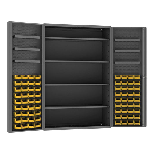 Durham DC48-724S6DS-95 CABINET, 14 GAUGE, 4 SHELVES, 6 DOOR TRAYS, 72 YELLOW BIN , 48 X 24 X 72