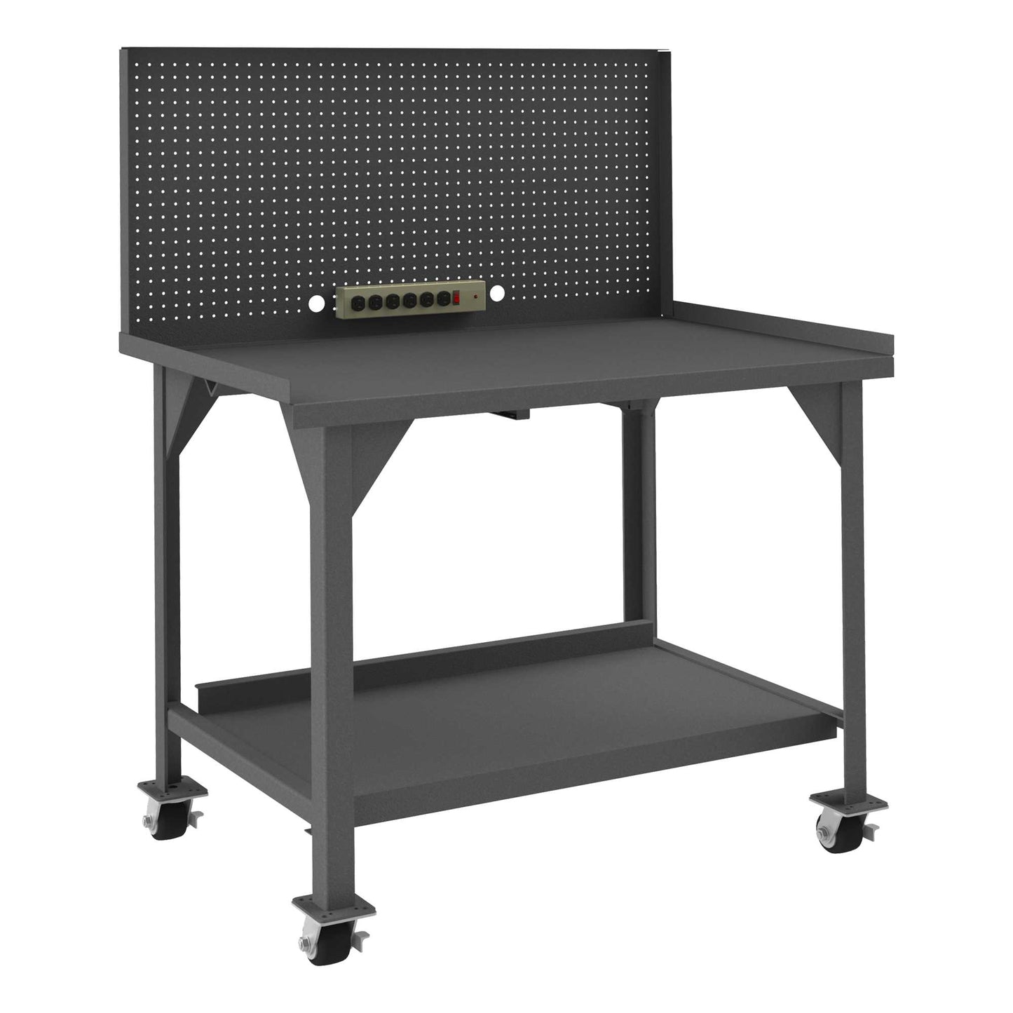 Durham DWBM-3048-BE-PB-PS-95 MOBILE WORKBENCH, PEGBOARD RISER, POWER STRIP , 48 X 30 X 62