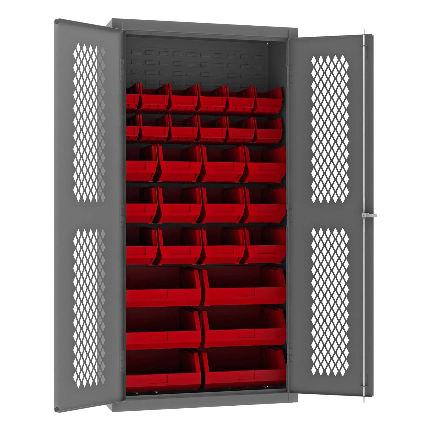 Durham EMDC-362472-30B-1795 VENTILATED CABINET, 14 GAUGE, 30 RED BIN , 36 X 24 X 72