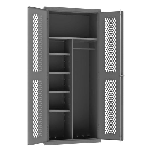 Durham EMDC-362484-HDL-95 VENTILATED JANITORIAL CABINET, 14 GAUGE, 5 SHELVES , 36 X 24 X 84