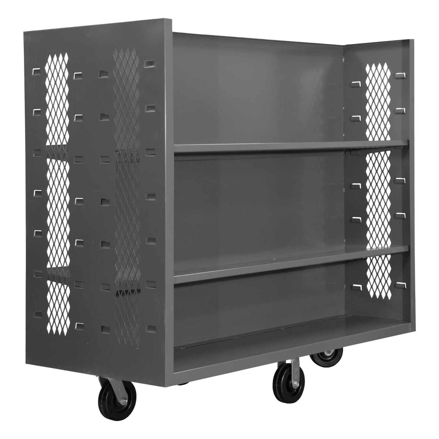 Durham EX-3060-2SC-6PH-95 2 SIDED MESH STOCK TRUCK, 3 SHELVES