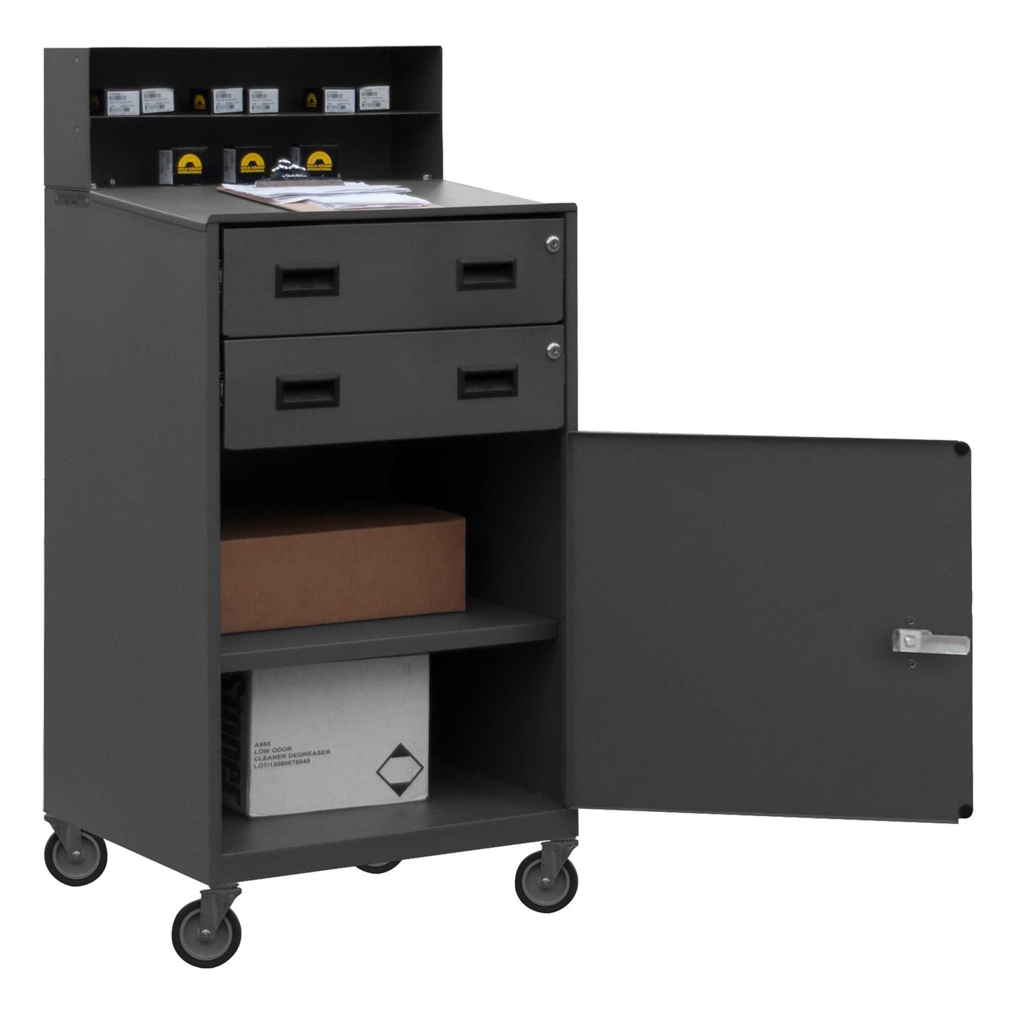 Durham FED-2023-95 MOBILE SHOP DESK, 1 SHELF, 2 DRAWERS, 23 X 20-3/16 X 48
