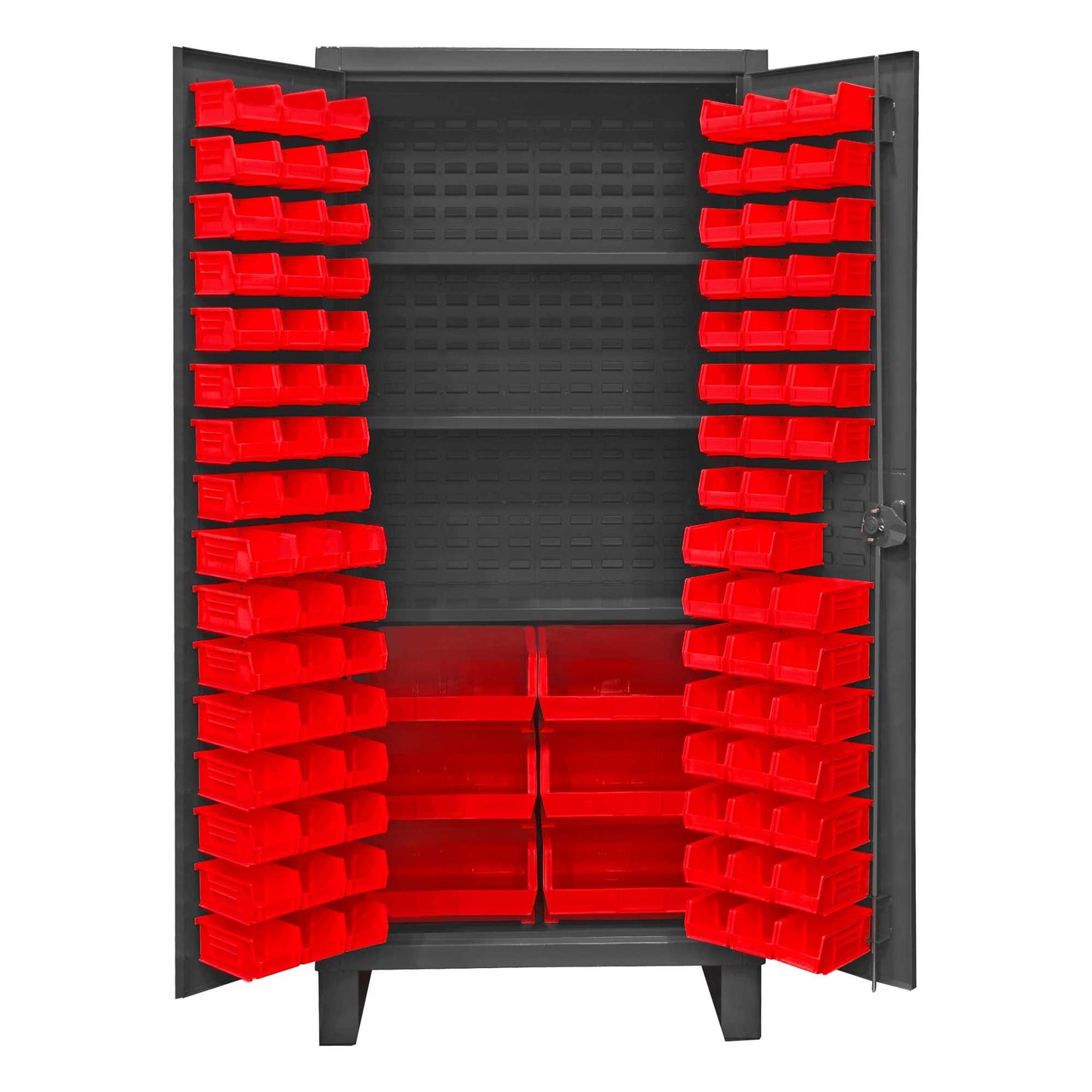 Durham HDC36-102-3S1795 CABINET, 12 GAUGE, 3 SHELVES, 102 RED BIN , 36 X 24 X 78