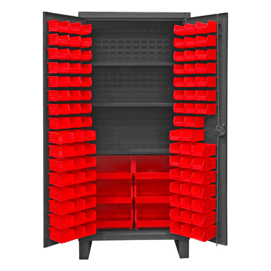 Durham HDC36-102-3S1795 CABINET, 12 GAUGE, 3 SHELVES, 102 RED BIN , 36 X 24 X 78