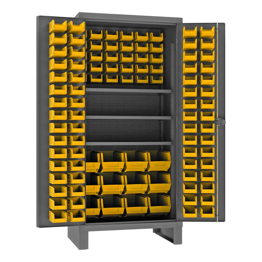 Durham HDC36-108-3S95 CABINET, 12 GAUGE, 3 SHELVES, 108 YELLOW BINS , 36 X 24 X 78