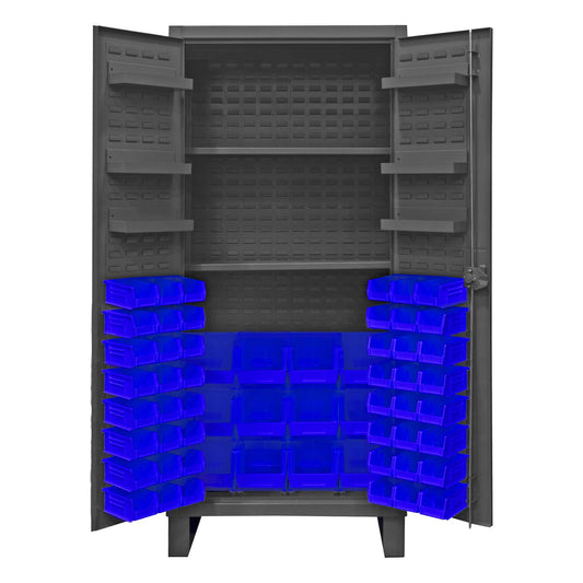 Durham HDC36-60-2S6D5295 CABINET, 12 GAUGE, 2 SHELVES, 6 DOOR SHELVES, 60 BLUE BIN , 36 X 24 X 78