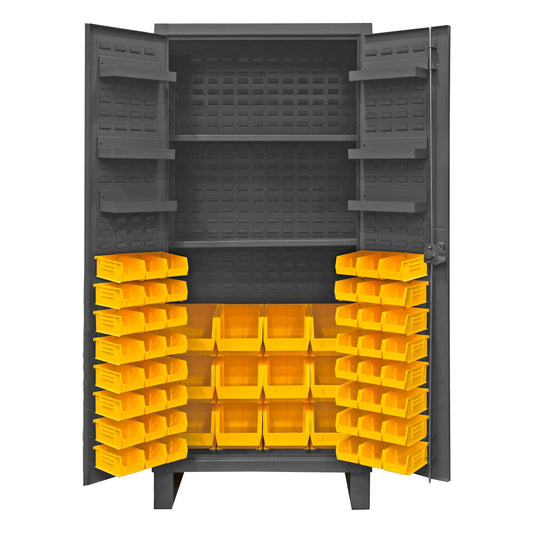 Durham HDC36-60-2S6D95 CABINET, 12 GAUGE, 2 SHELVES, 6 DOOR SHELVES, 60 YELLOW BIN , 36 X 24 X 78