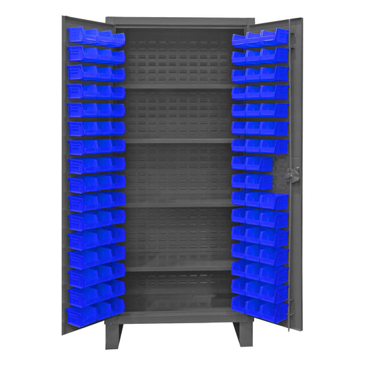 Durham HDC36-96-4S5295 CABINET, 12 GAUGE, 4 SHELVES, 96 BLUE BINS , 36 X 24 X 78