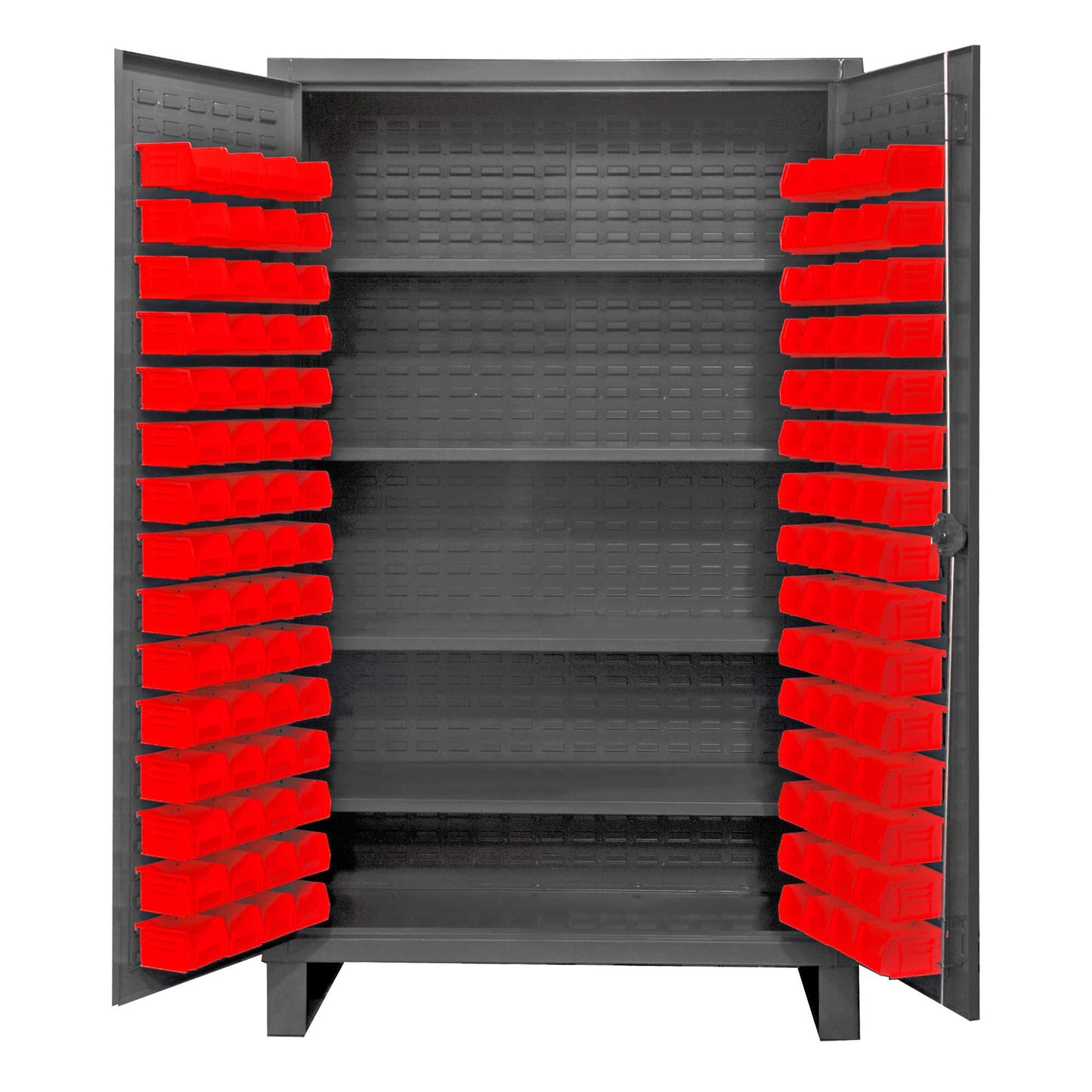 Durham HDC48-120-4S1795 CABINET, 12 GAUGE, 4 SHELVES, 120 RED BIN , 48 X 24 X 78