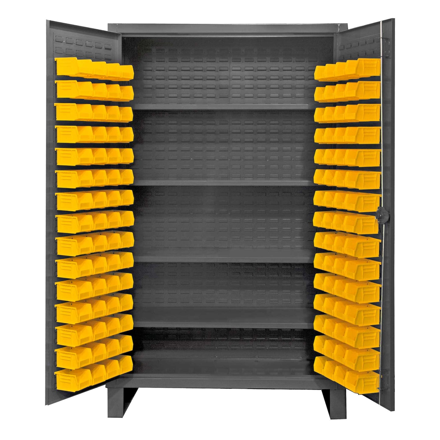 Durham HDC48-120-4S95 CABINET, 12 GAUGE, 4 SHELVES, 120 YELLOW BINS , 48 X 24 X 78