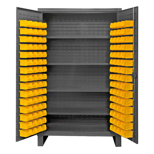 Durham HDC48-120-4S95 CABINET, 12 GAUGE, 4 SHELVES, 120 YELLOW BINS , 48 X 24 X 78