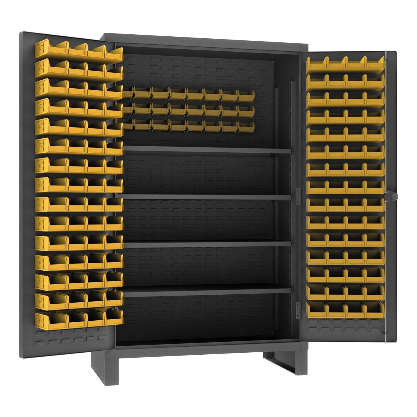 Durham HDC48-144-4S95 CABINET, 12 GAUGE, 4 SHELF, 144 YELLOW BINS , 48 X 24 X 78