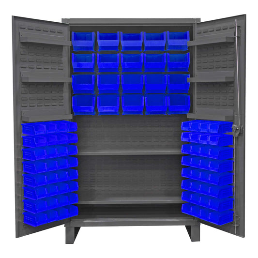 Durham HDC48-84-2S6D5295 CABINET, 12 GAUGE, 2 SHELVES, 6 DOOR SHELVES, 84 BLUE BINS , 48 X 24 X 78