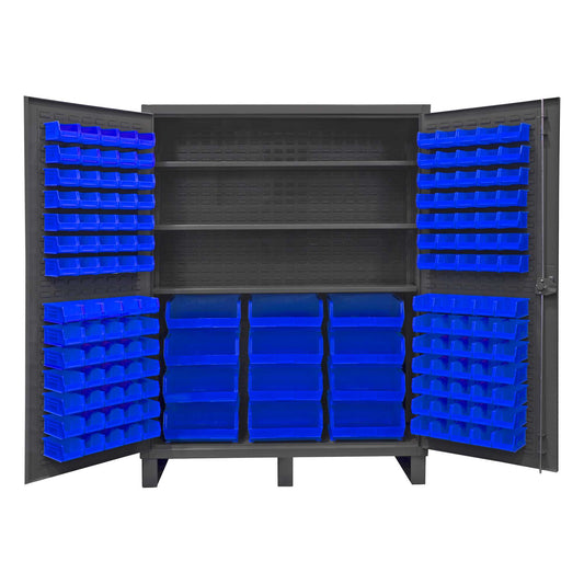 Durham HDC60-156-3S5295 CABINET, 12 GAUGE, 3 SHELVES, 156 BLUE BINS , 60 X 24 X 78