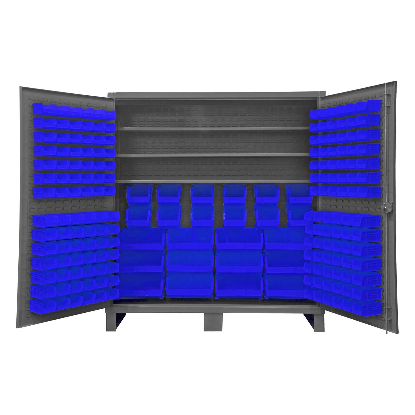 Durham HDC72-192-3S5295 CABINET, 12 GAUGE, 3 SHELF, 192 BLUE BINS , 72 X 24 X 78