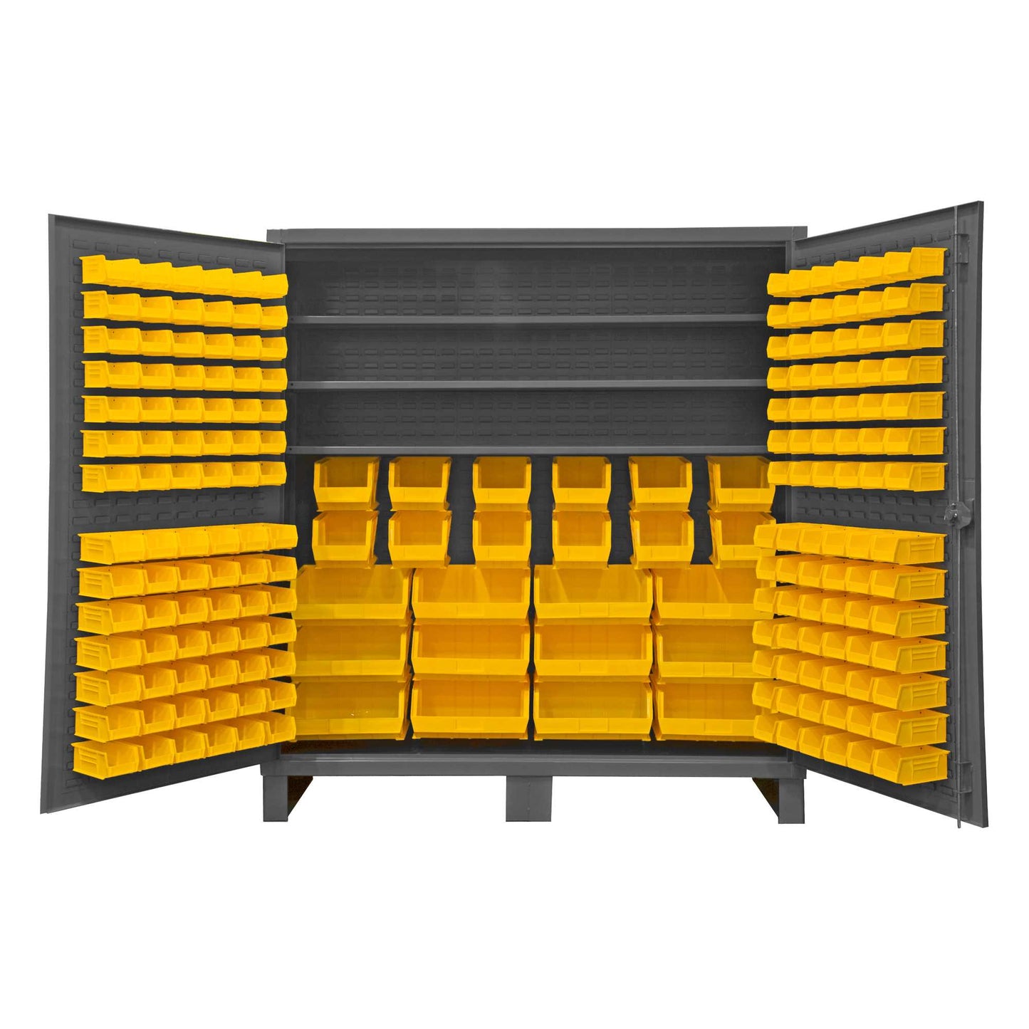 Durham HDC72-192-3S95 CABINET, 12 GAUGE, 3 SHELF, 192 YELLOW BINS , 72 X 24 X 78