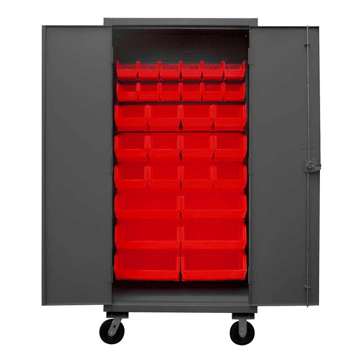 Durham HDCM36-30-1795 MOBILE CABINET, 12 GAUGE, 30 RED BINS , 36 X 24 X 81