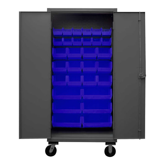 Durham HDCM36-30-5295 MOBILE CABINET, 12 GAUGE, 30 BLUE BINS , 36 X 24 X 81