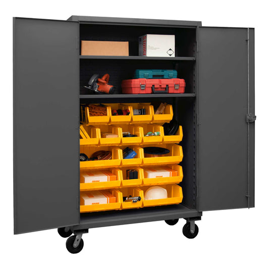 Durham HDCM48-18-2S95 MOBILE CABINET, 12 GAUGE, 2 SHELF, 18 YELLOW BINS , 48 X 24 X 81