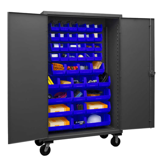 Durham HDCM48-42-5295 MOBILE CABINET, 12 GAUGE, 42 BLUE BINS , 48 X 24 X 81