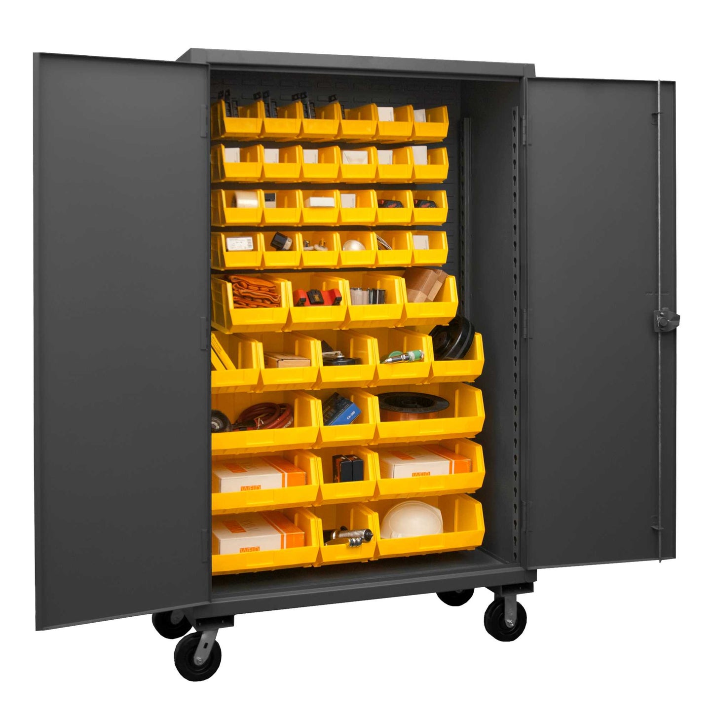 Durham HDCM48-42-95 MOBILE CABINET, 12 GAUGE, 42 YELLOW BINS , 48 X 24 X 81