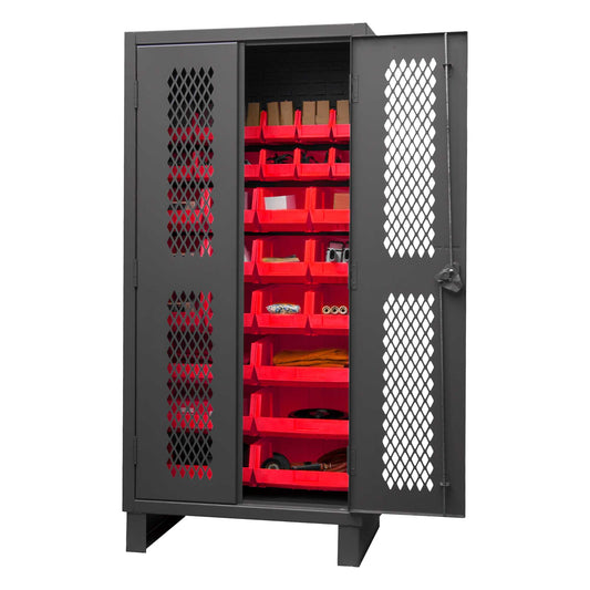 Durham HDCV36-30B-1795 VENTILATED CABINET, 12 GAUGE, 30 RED BINS , 36 X 24 X 78