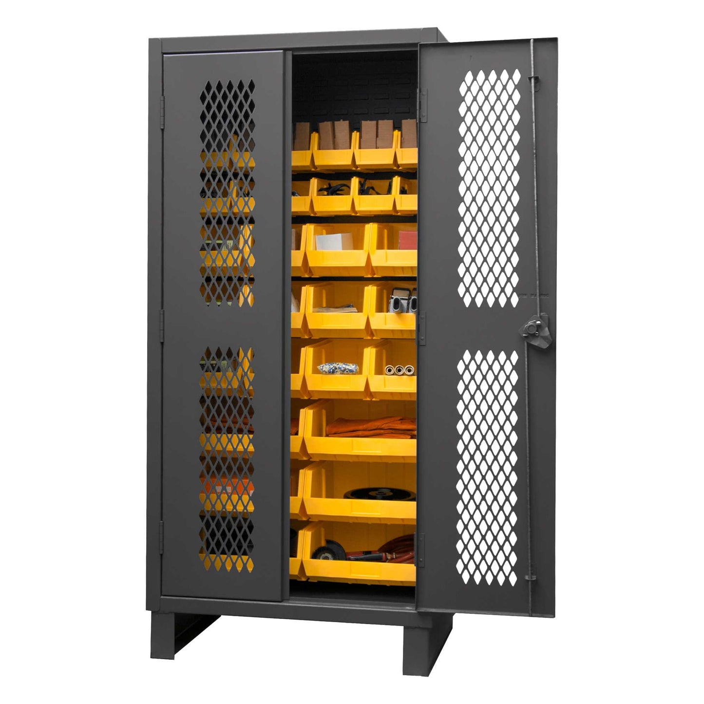 Durham HDCV36-30B-95 VENTILATED CABINET, 12 GAUGE, 30 YELLOW BINS , 36 X 24 X 78