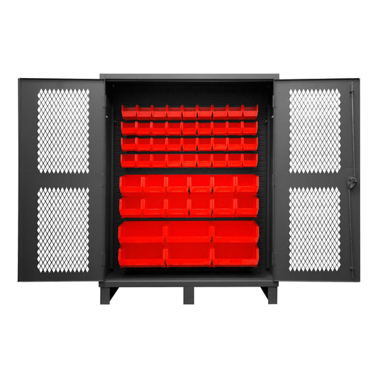 Durham HDCV60-54B-1795 VENTILATED CABINET, 12 GAUGE, 54 RED BINS , 60 X 24 X 78