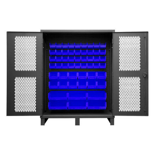 Durham HDCV60-54B-5295 VENTILATED CABINET, 12 GAUGE, 54 BLUE BINS , 60 X 24 X 78