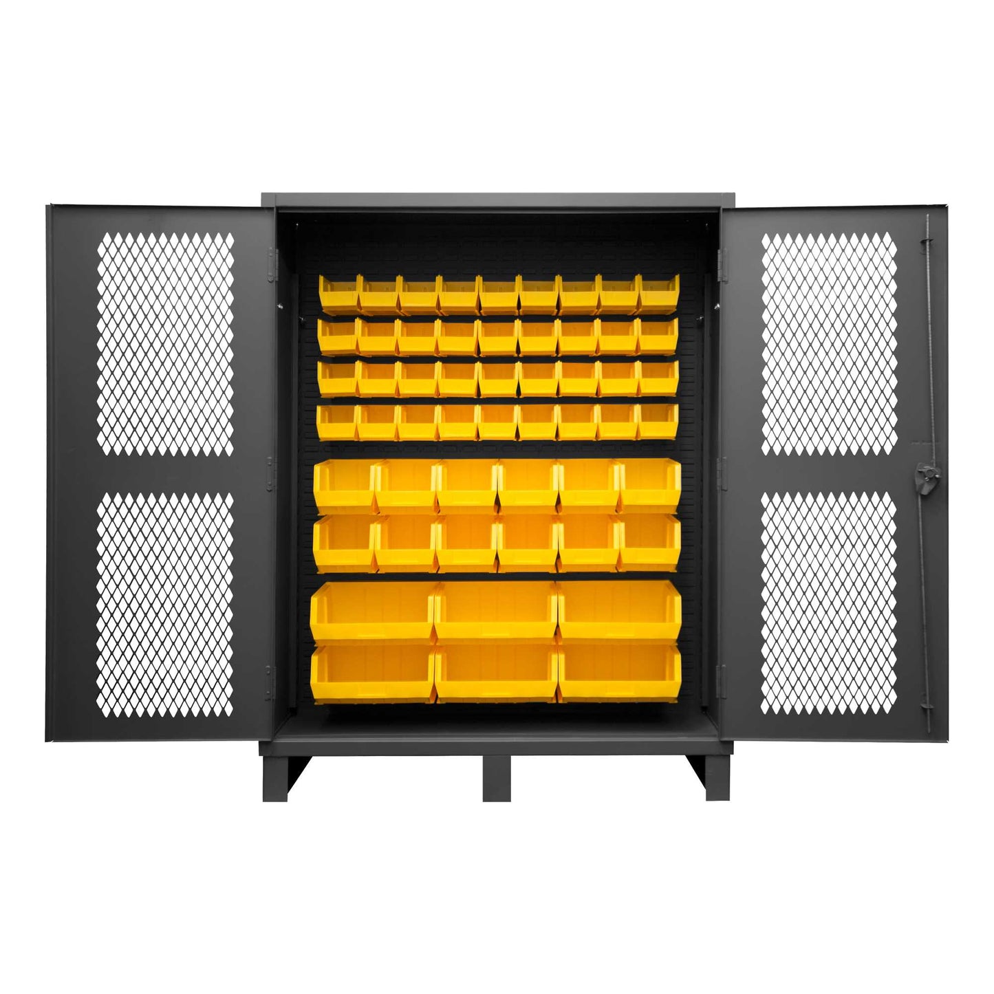 Durham HDCV60-54B-95 VENTILATED CABINET, 12 GAUGE, 54 YELLOW BINS , 60 X 24 X 78