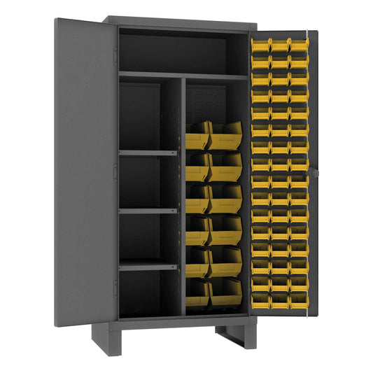 Durham HDJC243678-60-4S95 MAINTENANCE CABINET, 12 GAUGE, 4 SHELVES, 60 YELLOW BINS , 36 X 24 X 78