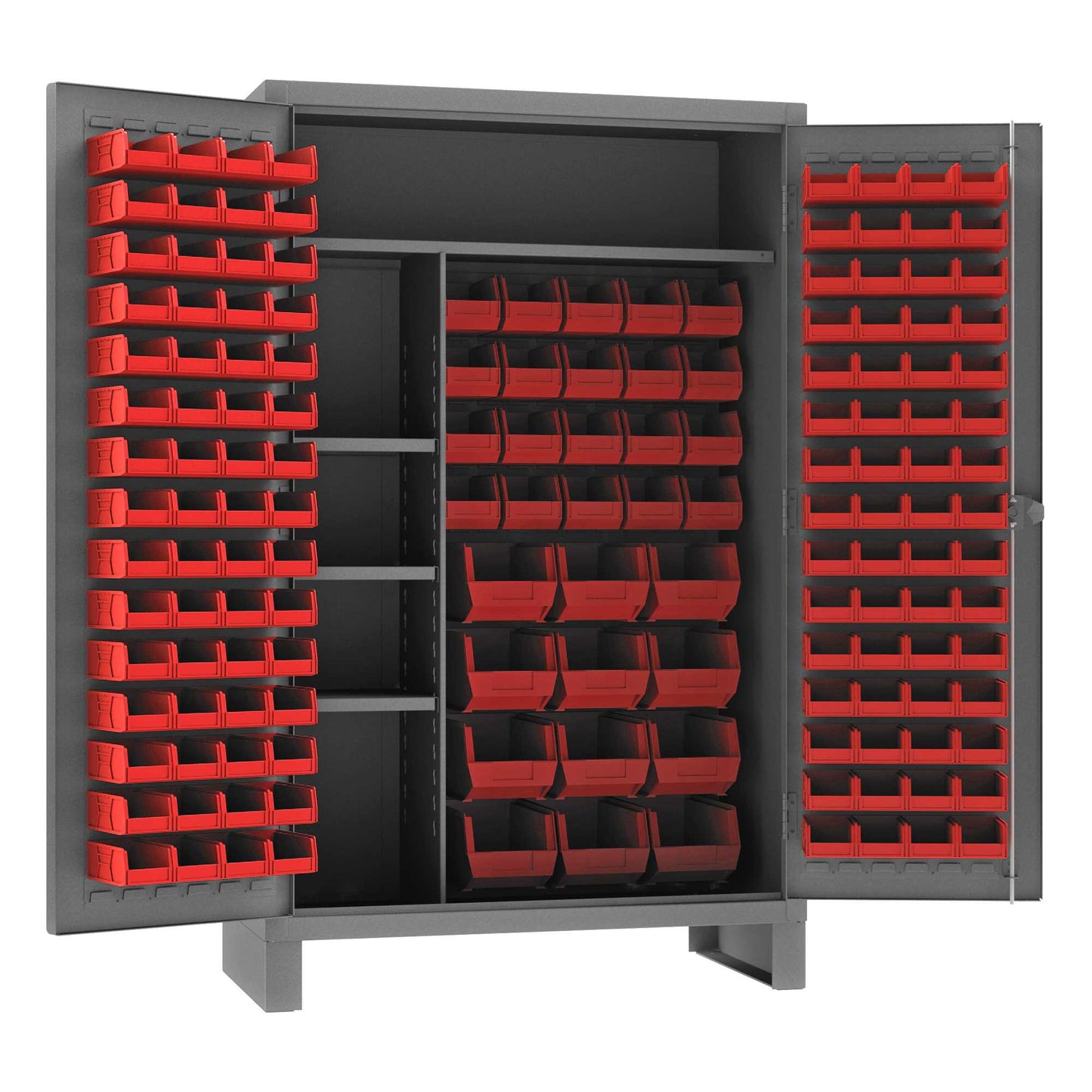 Durham HDJC244878-156-4S1795 MAINTENANCE CABINET, 12 GAUGE, 4 SHELVES, 156 RED BINS , 48 X 24 X 78