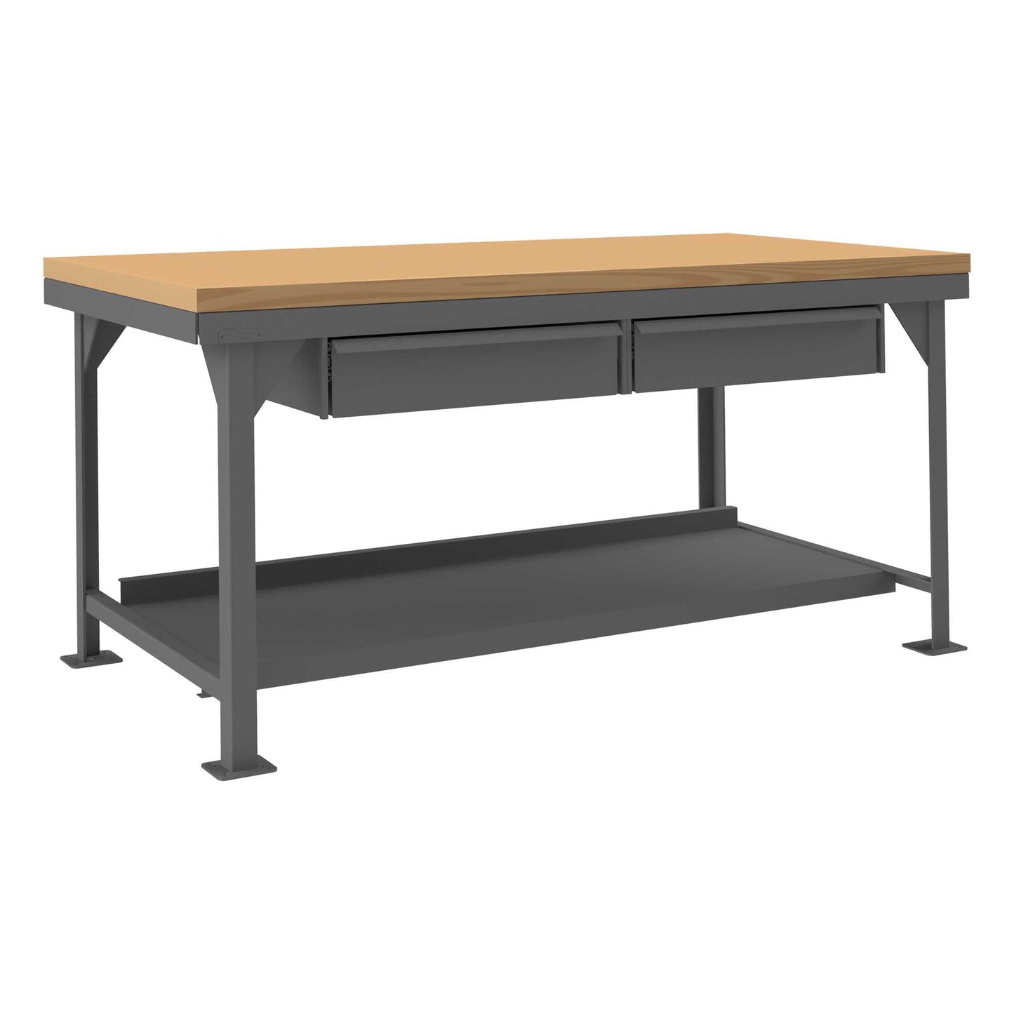 Durham HDWBMT36962DR95 HEAVY DUTY WORKBENCH, MAPLE TOP, 2 DRAWER, 96 X 36