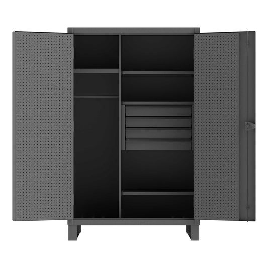 Durham HDWCP244878-4M95 WARDROBE CABINET, PEGBOARD DOORS, 4 SHELVES, 4 DRAWERS, HANGER BAR , 48 X 24 X 78