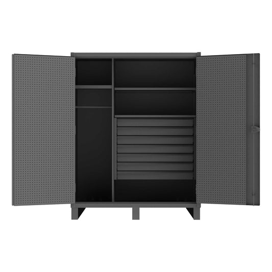 Durham HDWCP246078-7M95 WARDROBE CABINET, PEGBOARD DOORS, 3 SHELVES, 7 DRAWERS, HANGER BAR , 60 X 24 X 78