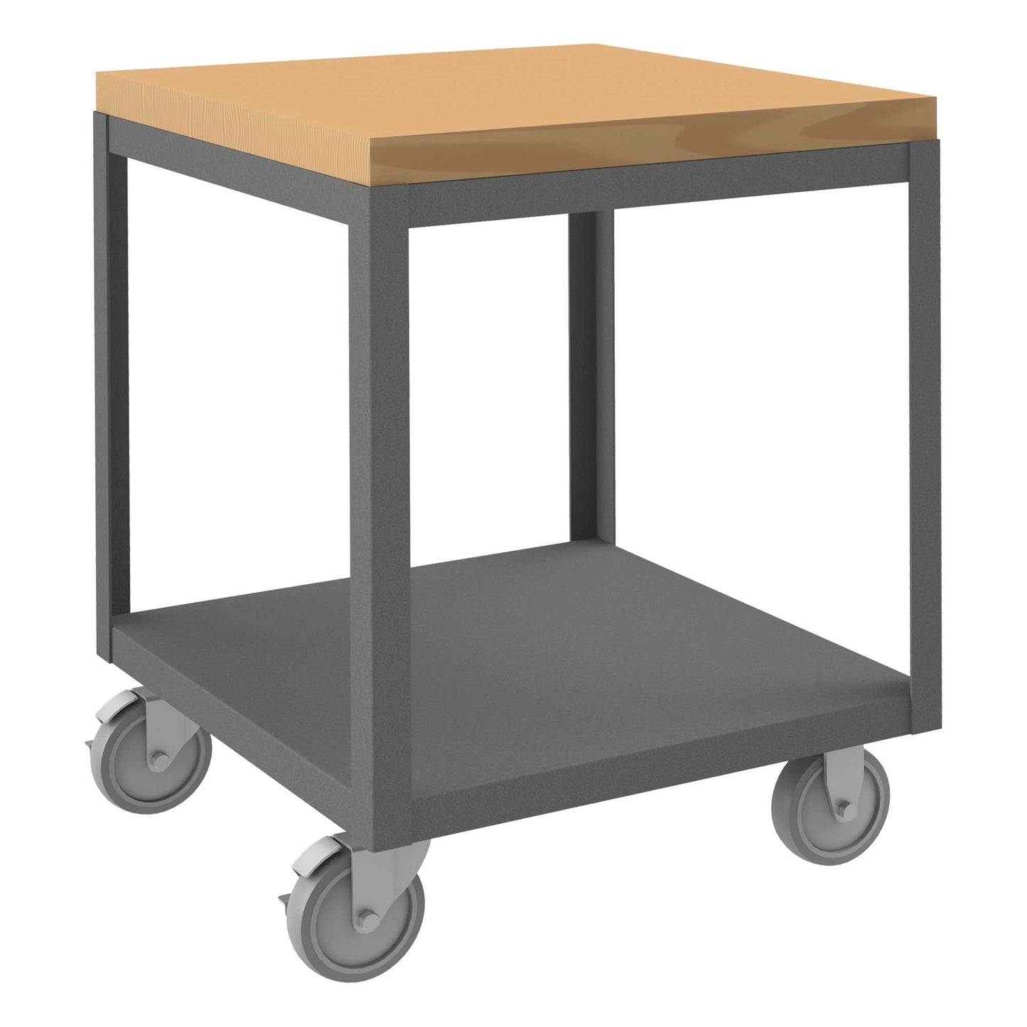 Durham HMT-2424-2-MT-95 HIGH DECK PORTABLE TABLE, 2 SHELVES, MAPLE TOP, 24-1/4 X 24-1/4 X 31-13/16