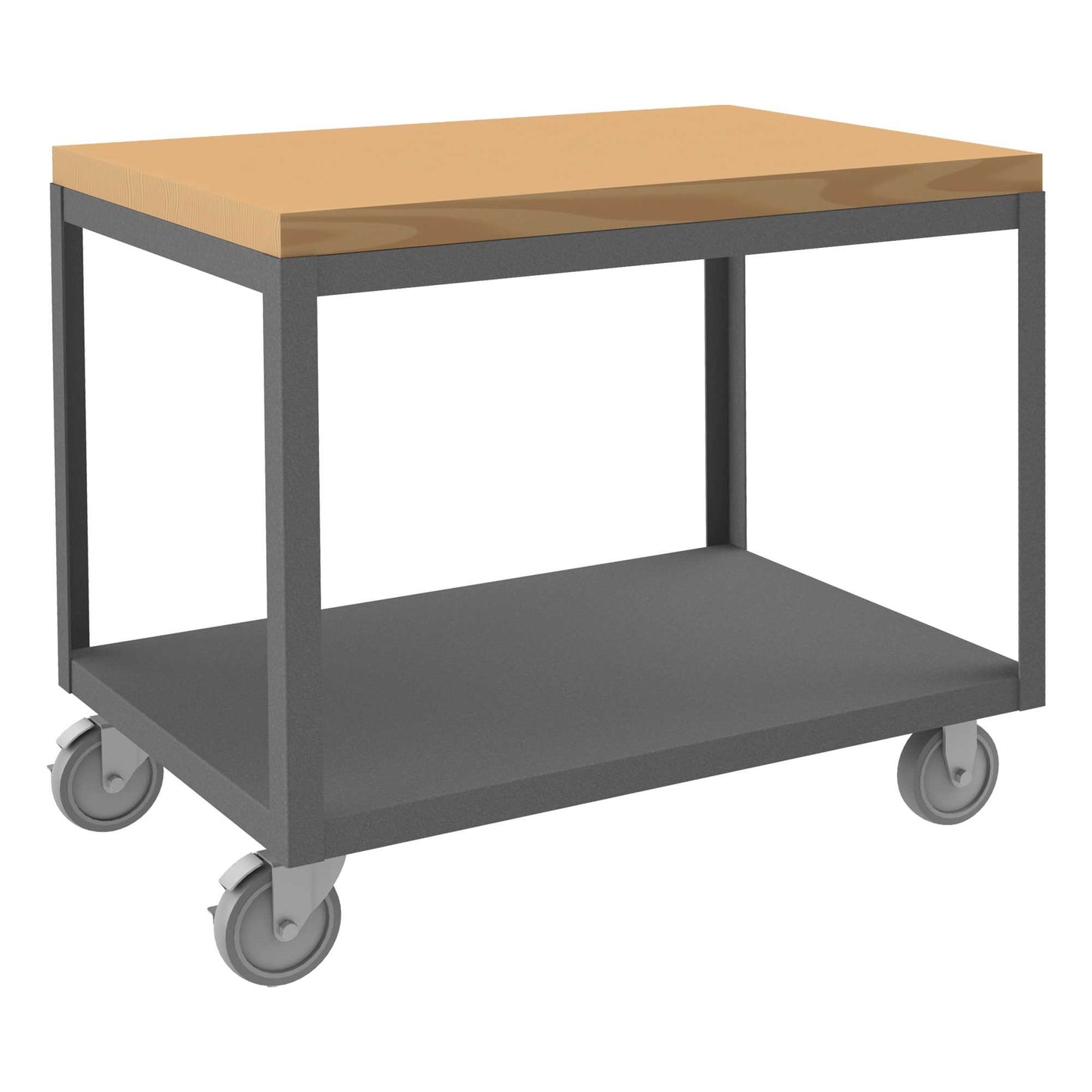 Durham HMT-2436-2-MT-95 HIGH DECK PORTABLE TABLE, 2 SHELVES, MAPLE TOP, 24-1/4 X 36-1/4 X 31-13/16