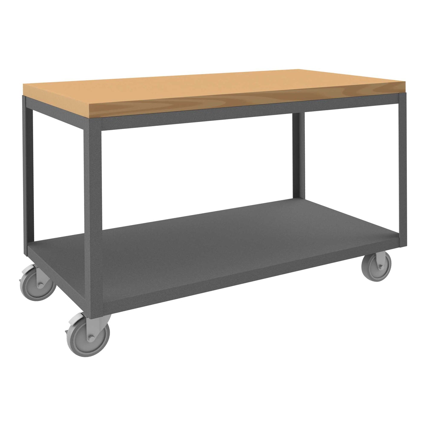 Durham HMT-2448-2-MT-95 HIGH DECK PORTABLE TABLE, 2 SHELVES, MAPLE TOP, 24-1/4 X 48-1/4 X 31-13/16