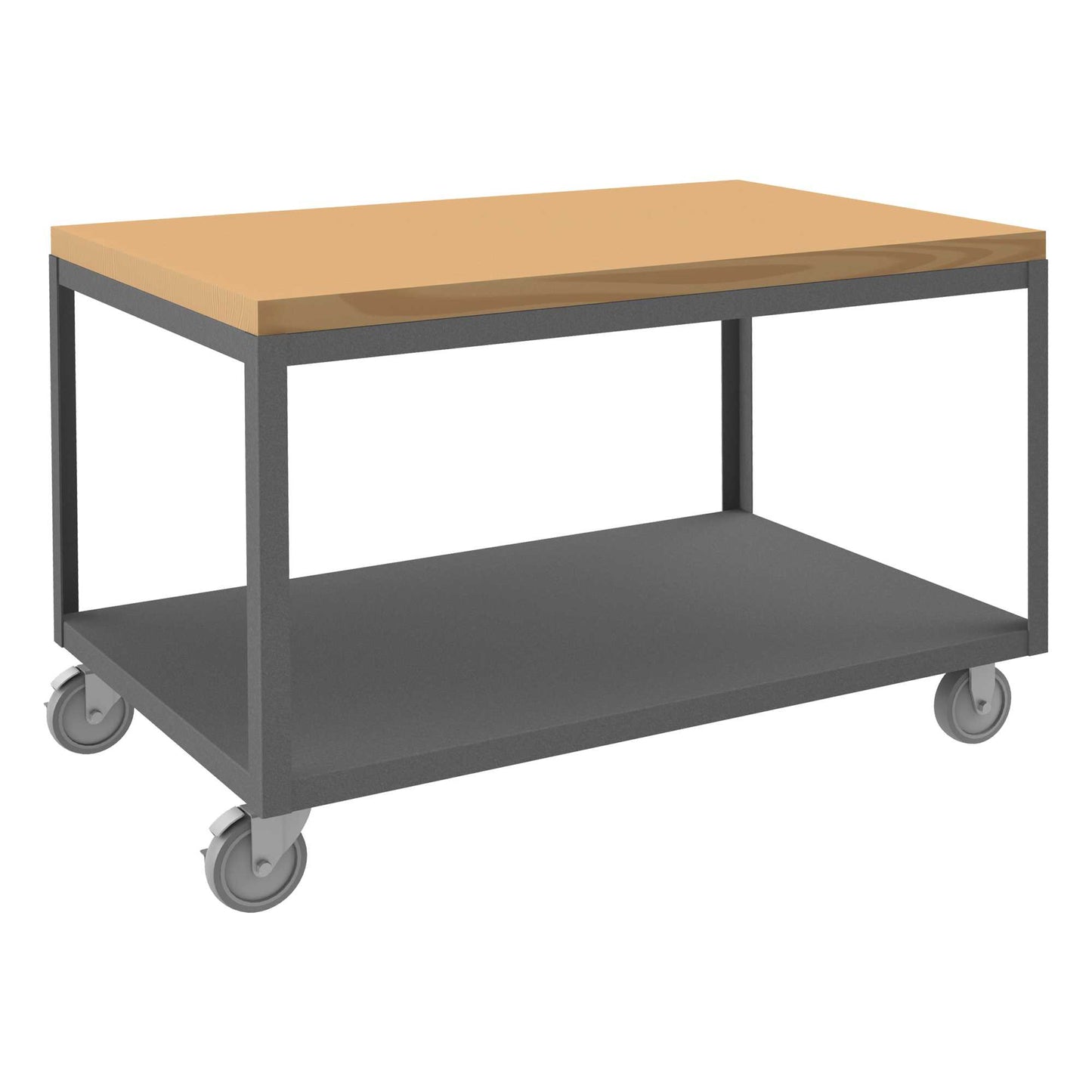 Durham HMT-3048-2-MT-95 HIGH DECK PORTABLE TABLE, 2 SHELVES, MAPLE TOP, 30-1/4 X 48-1/4 X 31-13/16
