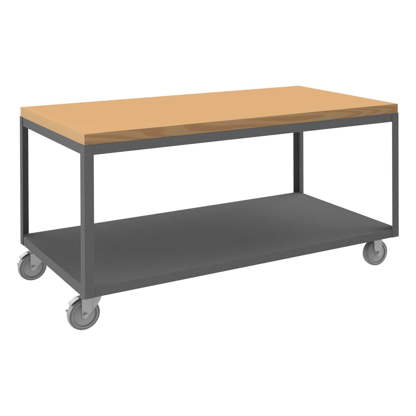 Durham HMT-3060-2-MT-95 HIGH DECK PORTABLE TABLE, 2 SHELVES, MAPLE TOP, 30-1/4 X 60-1/4 X 31-13/16