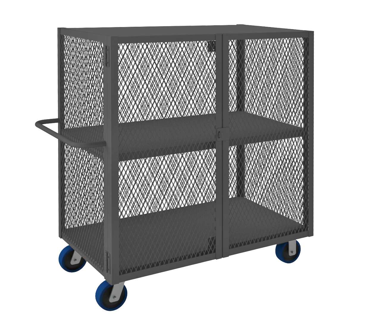 Durham HTL-2448-DD-2-6PU-95 MESH TRUCK, 1 FIXED SHELF, 1 BASE SHELF, 24 X 48, 2000 LBS. CAPACITY