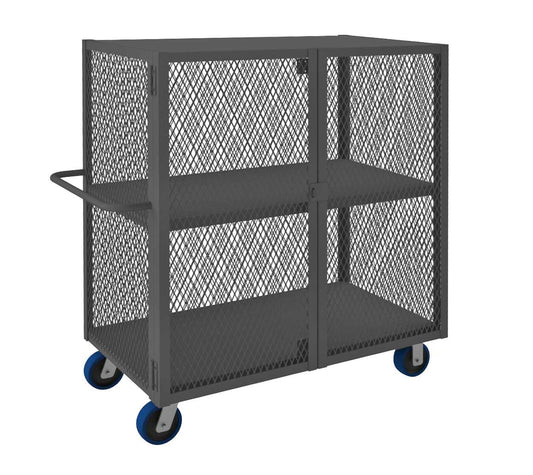 Durham HTL-2448-DD-2-6PU-95 MESH TRUCK, 1 FIXED SHELF, 1 BASE SHELF, 24 X 48, 2000 LBS. CAPACITY