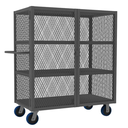 Durham HTL-2448-DD-3-6PU-95 MESH TRUCK, 2 FIXED SHELVES, 1 BASE SHELF, 24 X 48, 2000 LBS. CAPACITY
