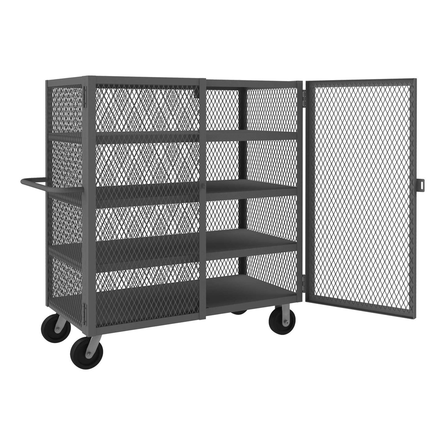 Durham HTL-2448-DD-4-95 MESH TRUCK, 3 FIXED SHELVES, 1 BASE SHELF, 24 X 48, 2000 LBS. CAPACITY