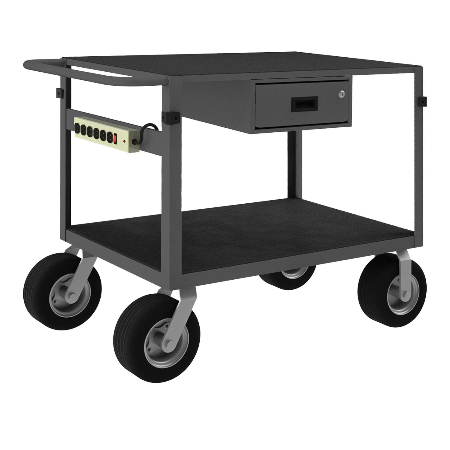 Durham IC24361DRPS10SPN95 INSTRUMENT CART, 2 SHELVES, 24 X 36, 4 BUMPER CORNERS, POWER STRIP