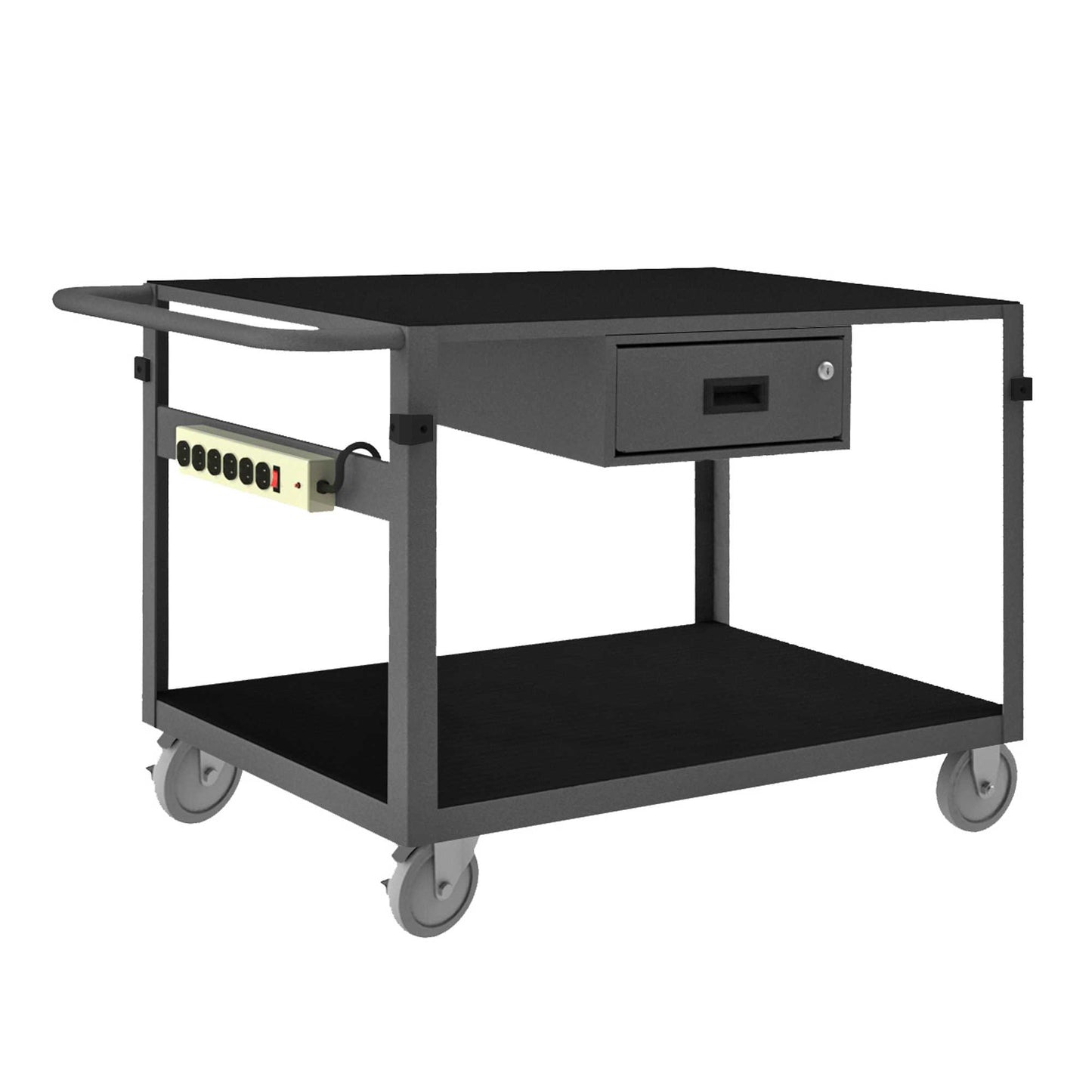 Durham IC24361DRPS5PU95 INSTRUMENT CART, 2 SHELVES, 24 X 36, 4 BUMPER CORNERS, POWER STRIP