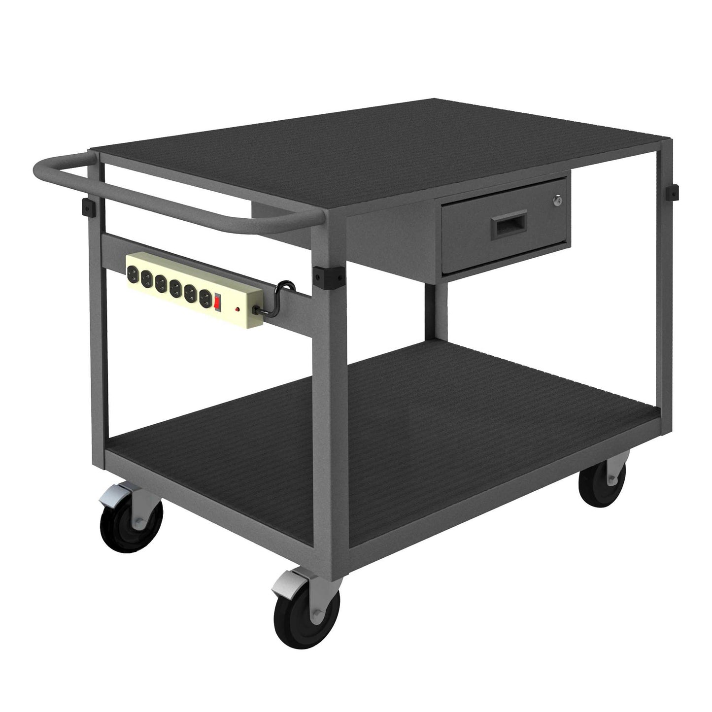 Durham IC2436311DRPS4SW5PO95 INSTRUMENT CART, 2 SHELVES, 24 X 36, 4 BUMPER CORNERS, 1 DRAWER
